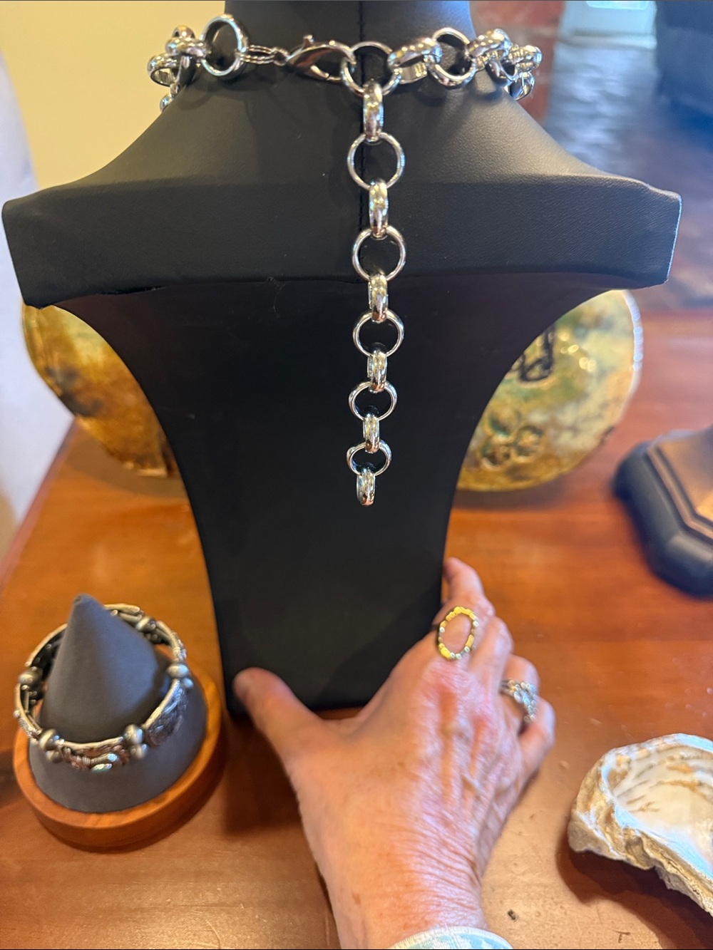 Silver-Tone Pendant Necklace with Turquoise Accents - Picture 11 of 11